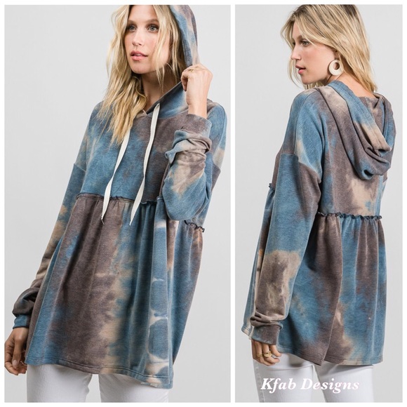 LAST! ❤️So Soft Tie Dye Babydoll Lounge Hoodie! - Picture 4 of 7